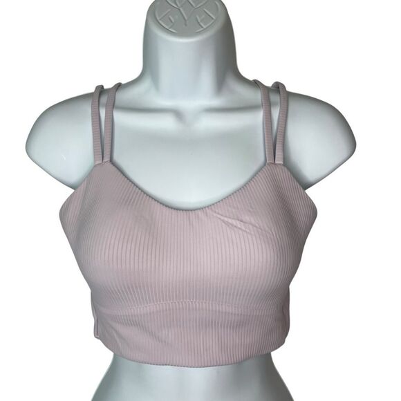 Lululemon Pink Ribbed Longline Light Support Bra - Picture 1 of 7